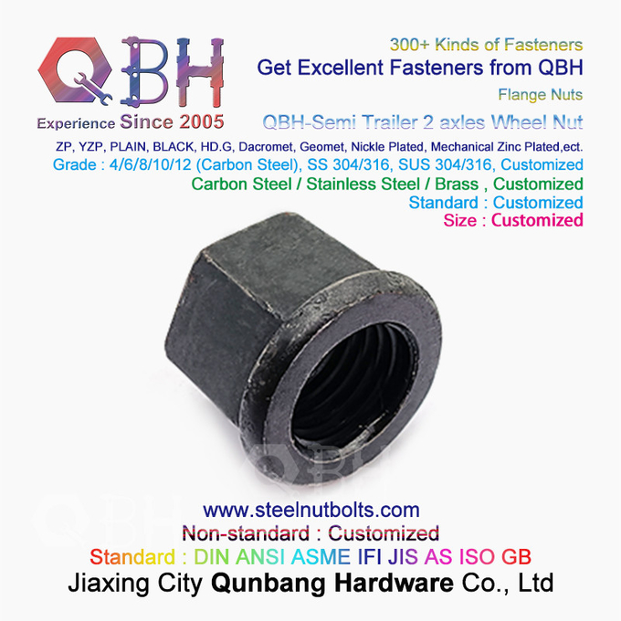 QBH 검은 세미 트레일러 2 축 민자형 플랜지 바퀴 허브너트 0