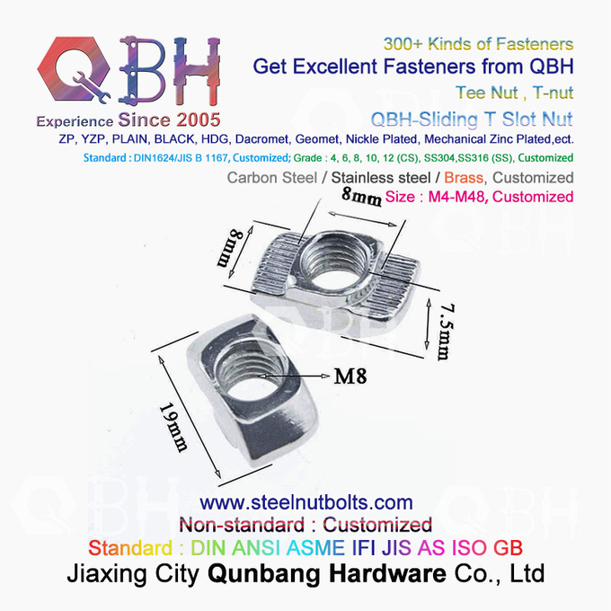 QBH 4040 시리즈 산업적 알루미늄 라멘 구조 Ｔ 햄머식 t홈 너트 미끄러져 움직이는 T-핵심 2